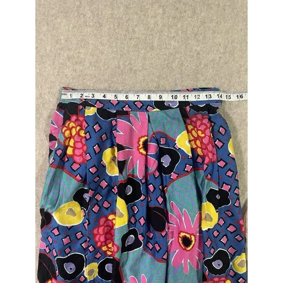 Worthington Vintage 80's Pleated Colorful Floral Midi Skirt w/ Pocket Size 12 - Picture 7 of 13